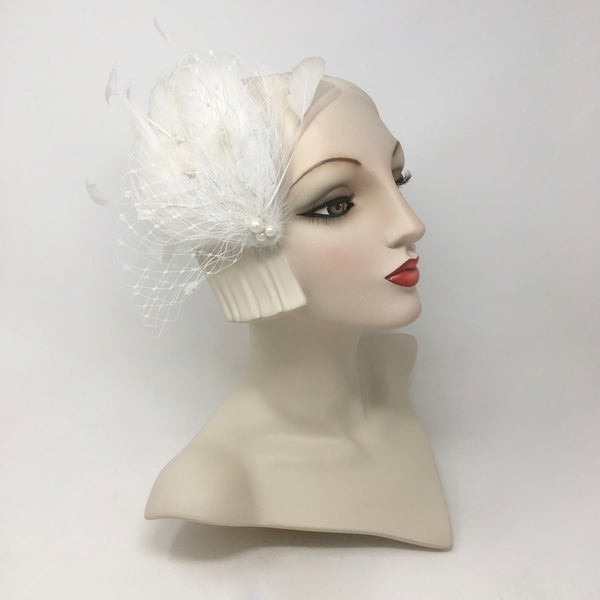 Touch of Gray- Bead and orders Feather Fascinator