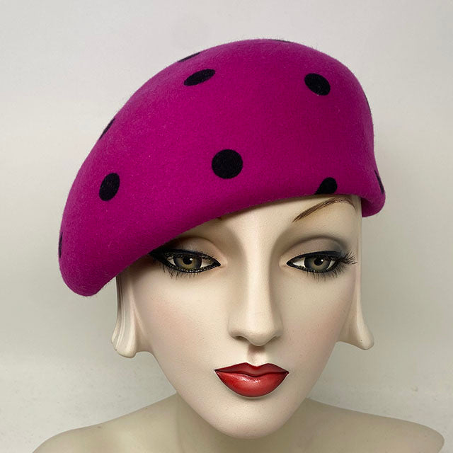 Cynthia in fuschia polka dot