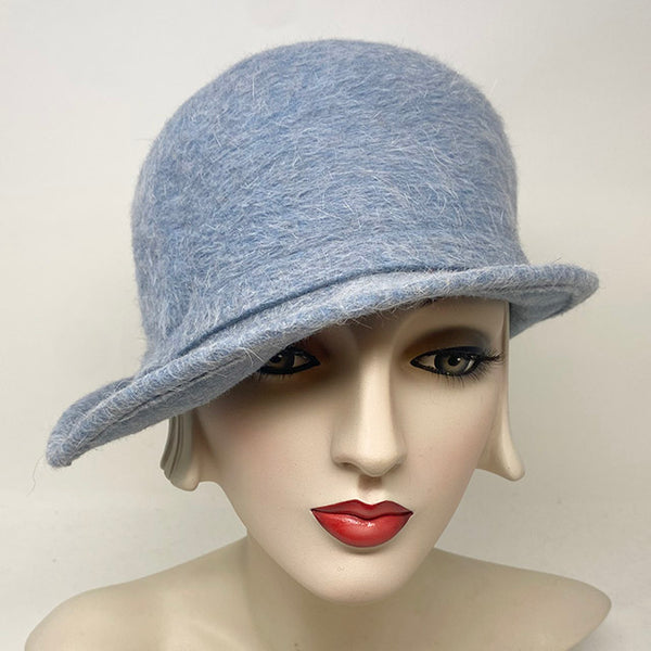 Maxi cloche in baby blue mohair