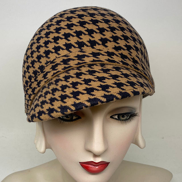 Swan Cap in glen check printed wool
