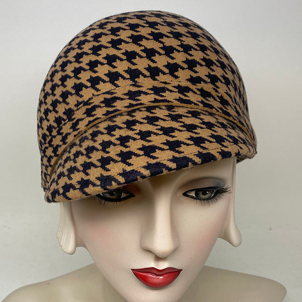 Swan Cap in glen check printed wool