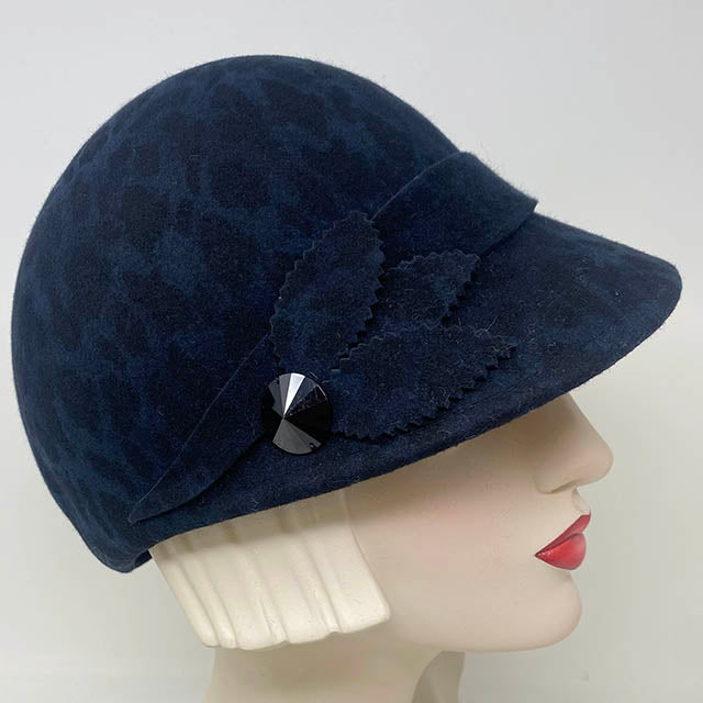 Swan cap in midnight leopard