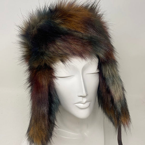 Trapper in multi colour Faux Fur