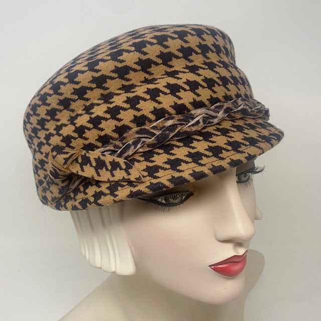 two tier hat in in houndstooth