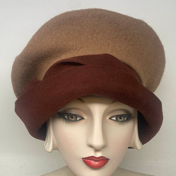 Waif Beret in Camel & Claret